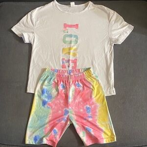 SHEIN Kids Tie-Dye Love Set - White, Pink, Blue, Yellow